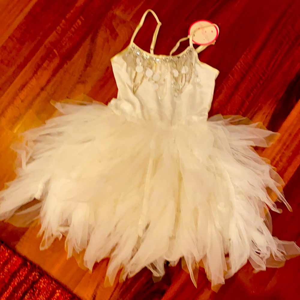 Girls Tutu Du Monde white tulle beaded dress 4/5
